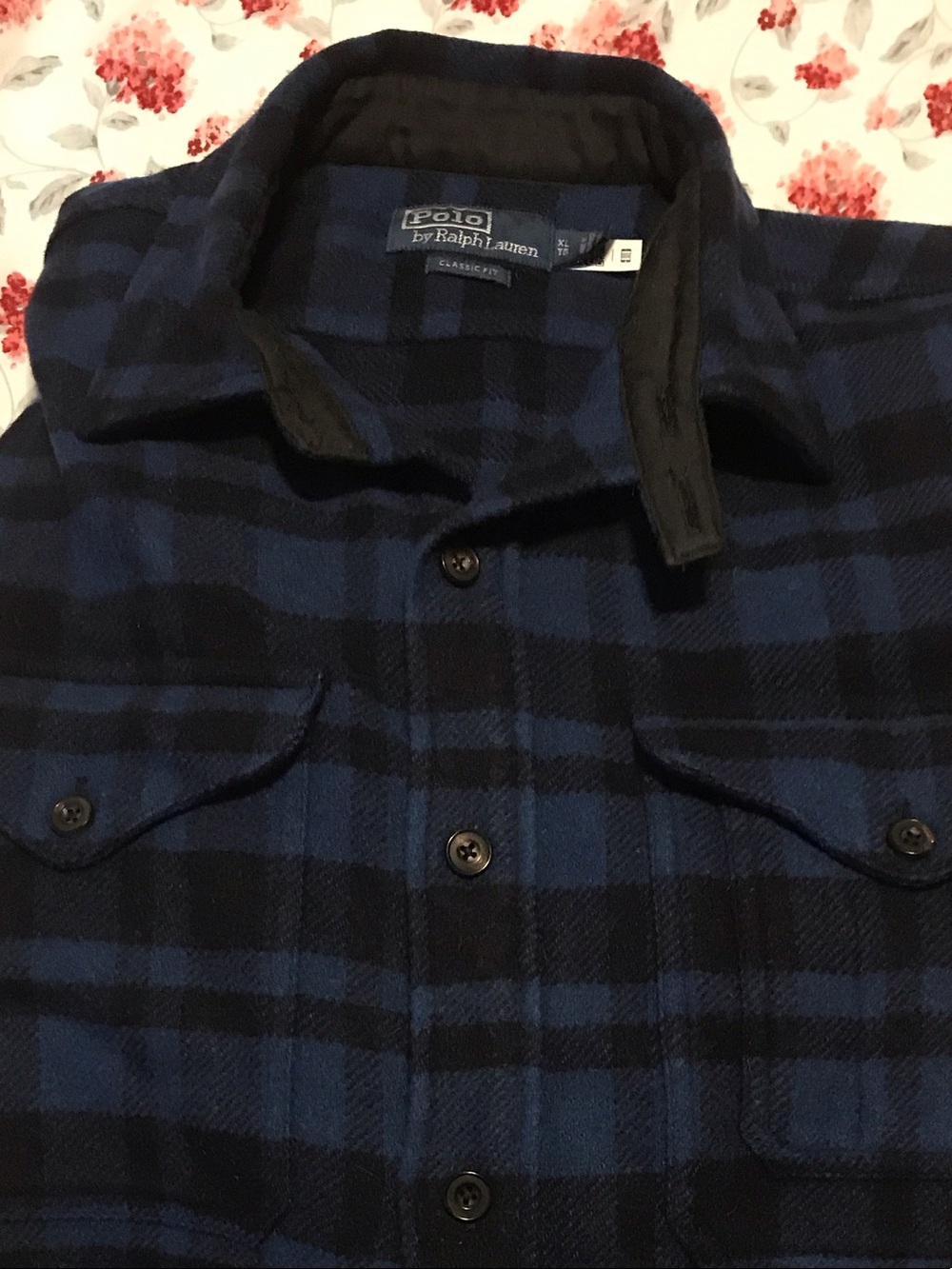 Polo by Ralph Lauren Navy Blue and Black Plaid Shirt Jacket